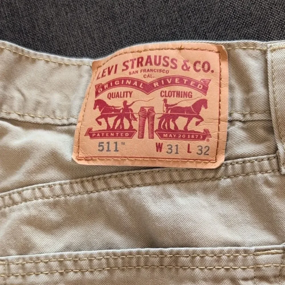 Levi's 511 Men's Classic Tan Khaki Denim Jeans - Size 31x32